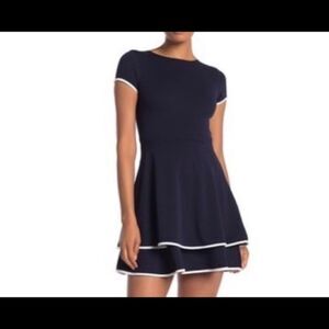Love...ady Nordstrom Navy White Fit & Flare Dress Size Large